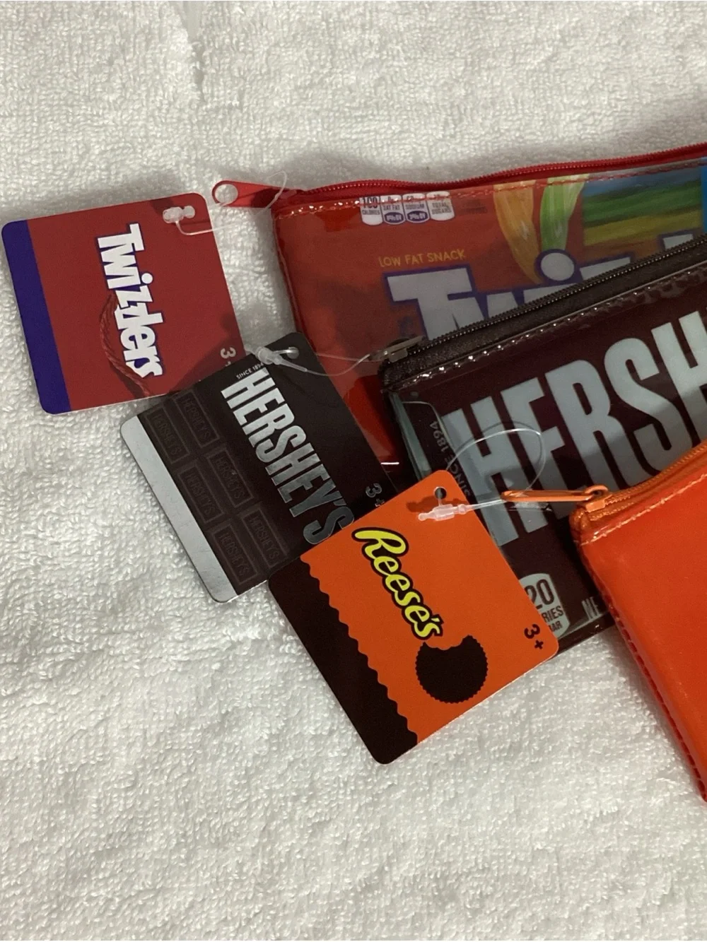 Hershey’s, Reese’s & Twizzler’s Zippered Vinyl Pencil Cosmetic Case Pouches Set
